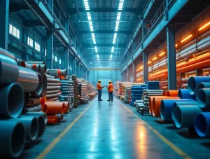 Modern PVC pipe manufacturing facility with automated machinery and quality control lab in India