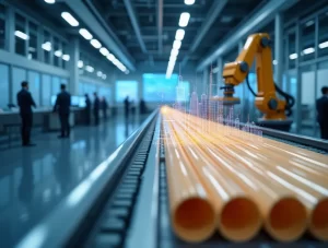 Modern CPVC pipes stacked in a warehouse with clean lighting and visible fitting accessories manufactured by Fitwell Pipe Fitting.
