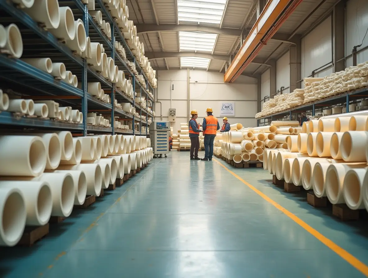 Realistic display of CPVC pipes, fittings, and factory setup showcasing top Indian cpvc pipes manufacturers